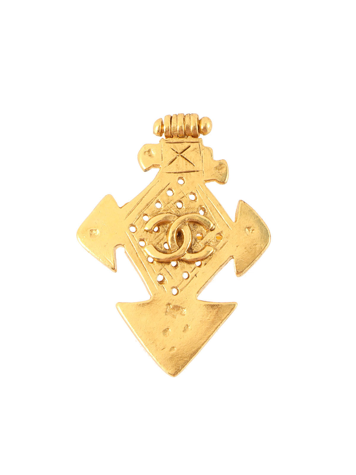 1994 Cross motif CC mark design brooch in gold