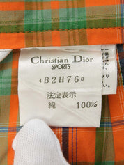 コットンチェックパターンショートパンツ オレンジ/グリーン