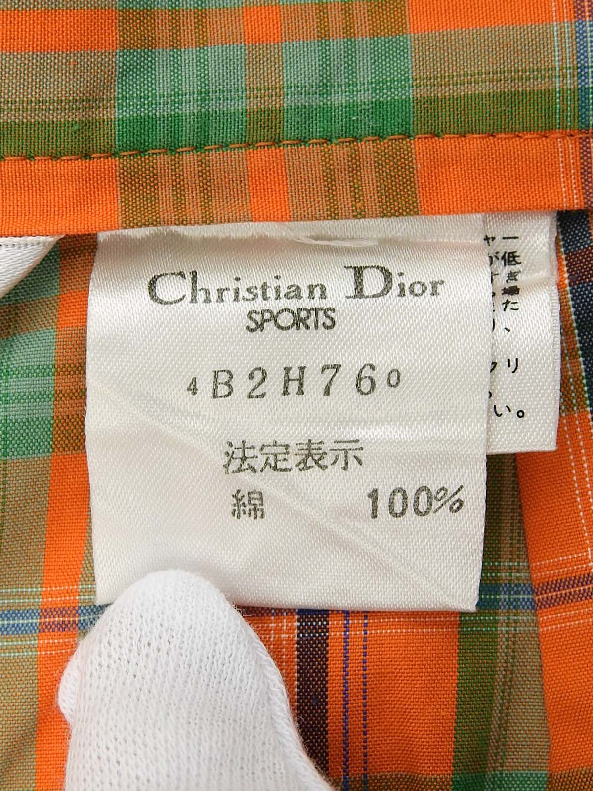 コットンチェックパターンショートパンツ オレンジ/グリーン