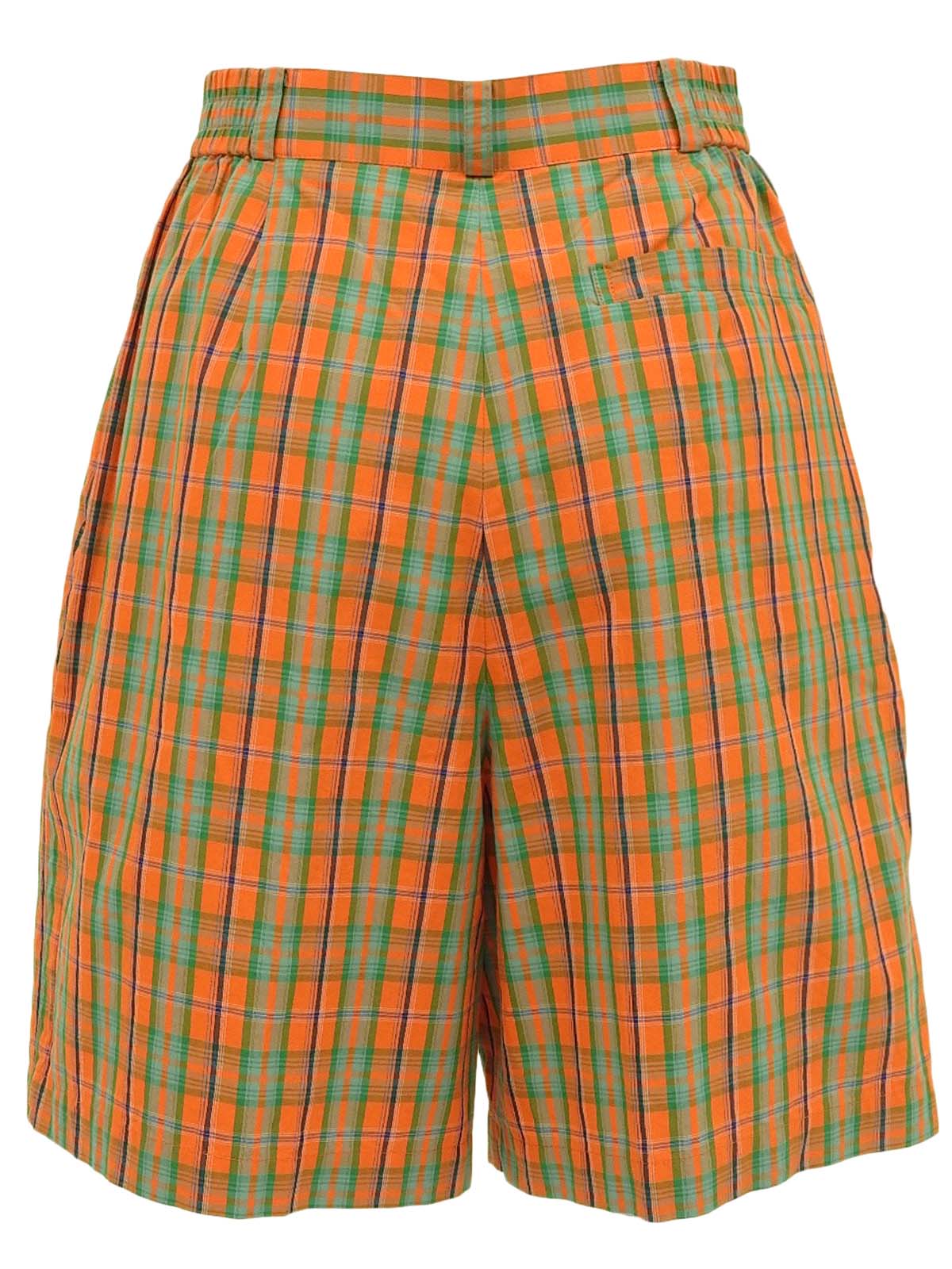 コットンチェックパターンショートパンツ オレンジ/グリーン