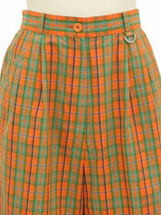 コットンチェックパターンショートパンツ オレンジ/グリーン