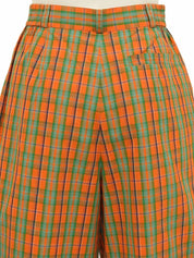 コットンチェックパターンショートパンツ オレンジ/グリーン