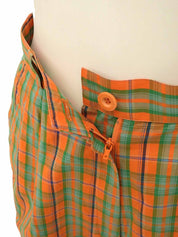 コットンチェックパターンショートパンツ オレンジ/グリーン