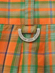 コットンチェックパターンショートパンツ オレンジ/グリーン