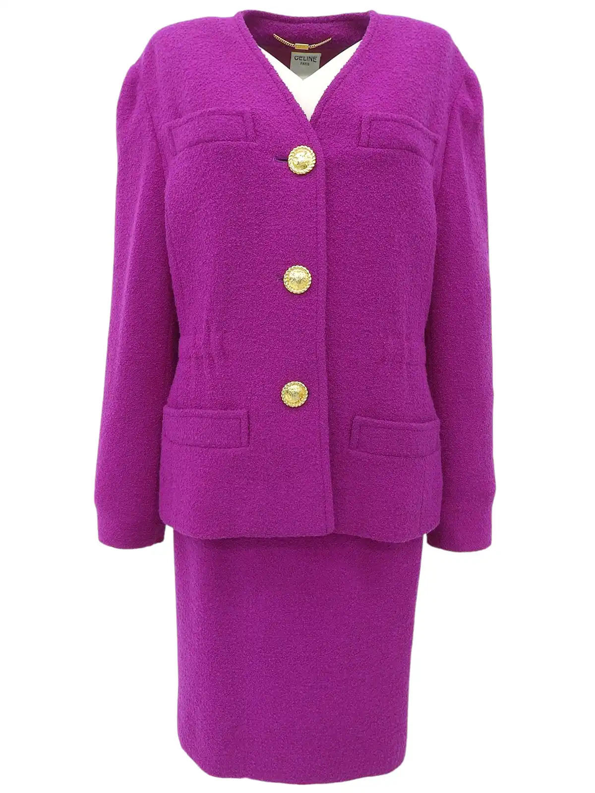 Wool Macadam Button Set-Up in Dahlia Purple