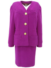 Wool Macadam Button Set-Up in Dahlia Purple