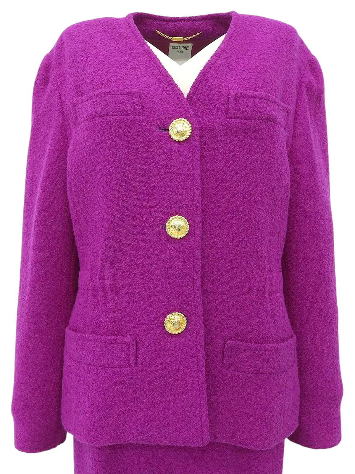 Wool Macadam Button Set-Up in Dahlia Purple