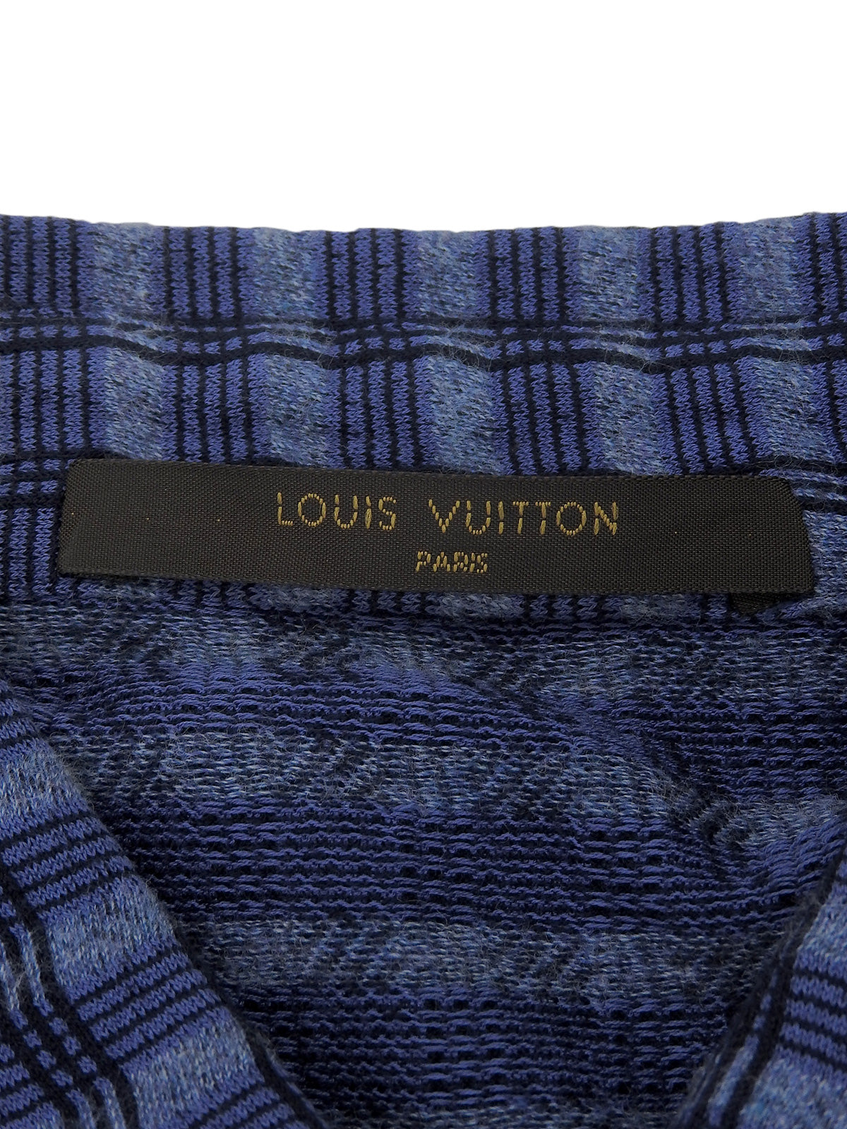 コットンチェックパターンポロシャツ ブルー