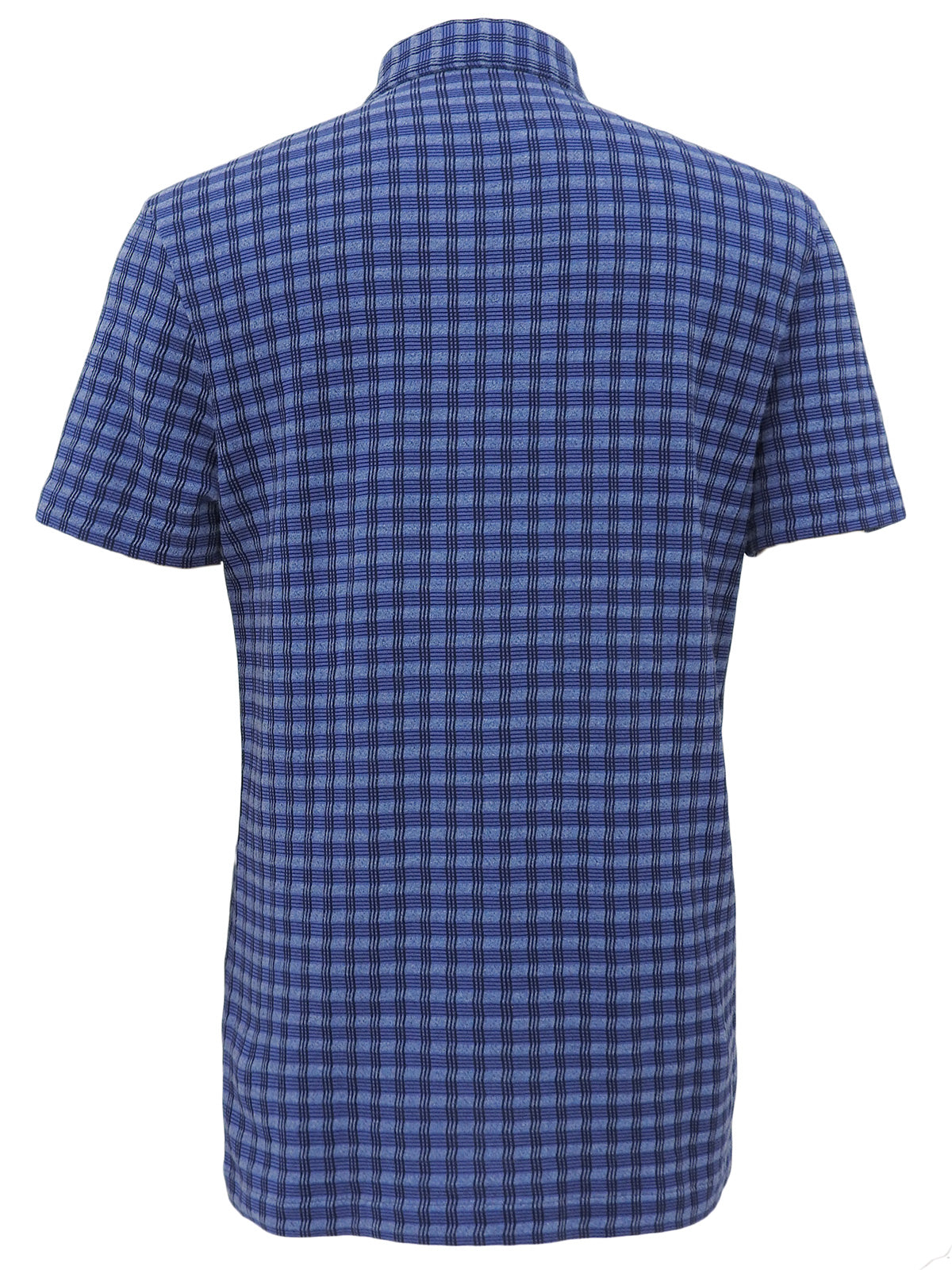 コットンチェックパターンポロシャツ ブルー