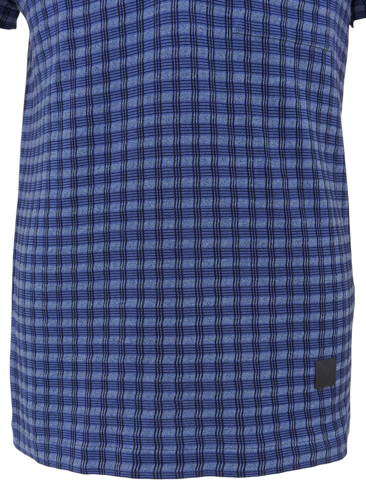 コットンチェックパターンポロシャツ ブルー