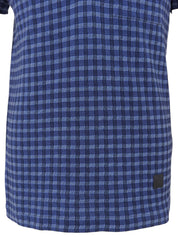 コットンチェックパターンポロシャツ ブルー