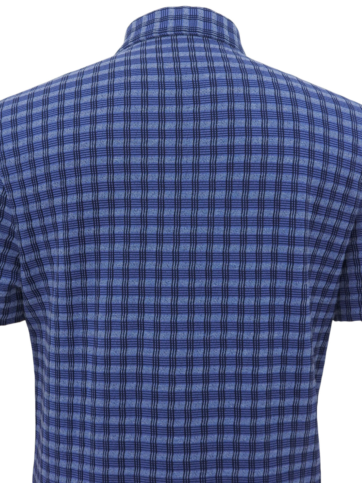 コットンチェックパターンポロシャツ ブルー