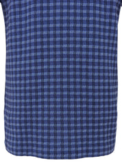 コットンチェックパターンポロシャツ ブルー