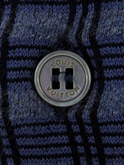 コットンチェックパターンポロシャツ ブルー