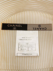 1999年製 ストライプパターンCCマーク刺繍半袖シャツ ベージュ/ホワイト