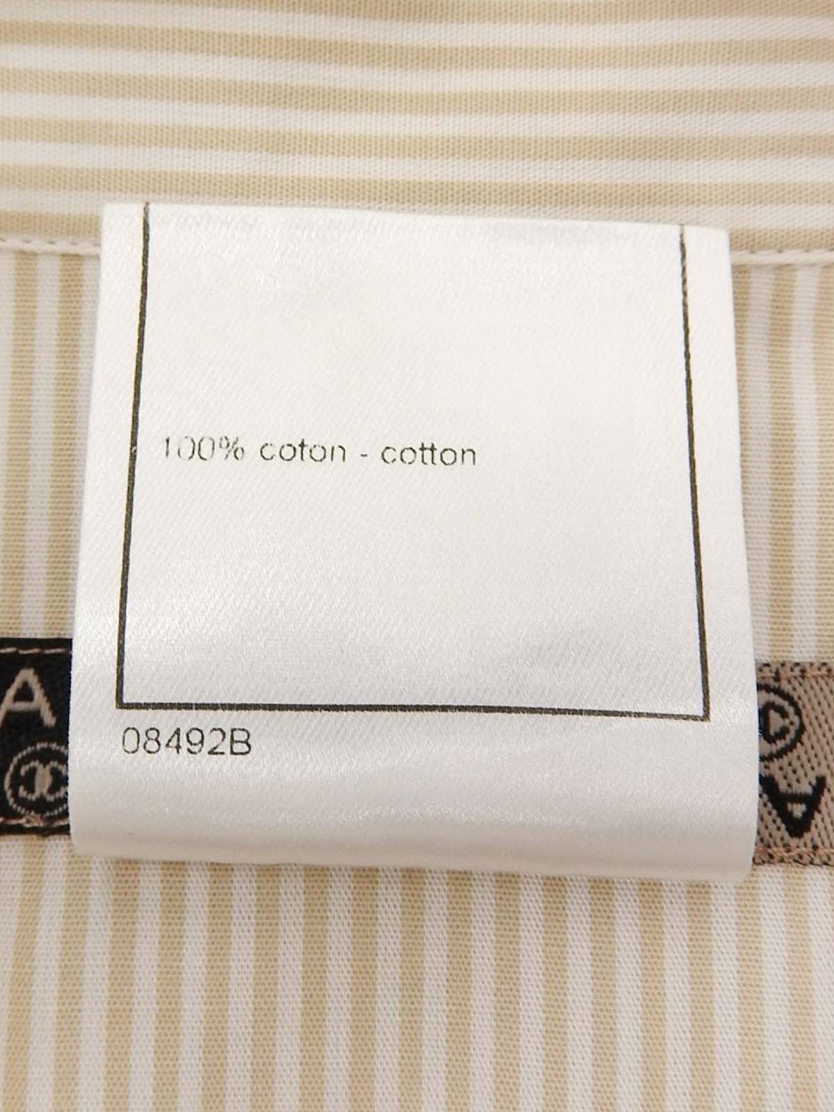 1999年製 ストライプパターンCCマーク刺繍半袖シャツ ベージュ/ホワイト