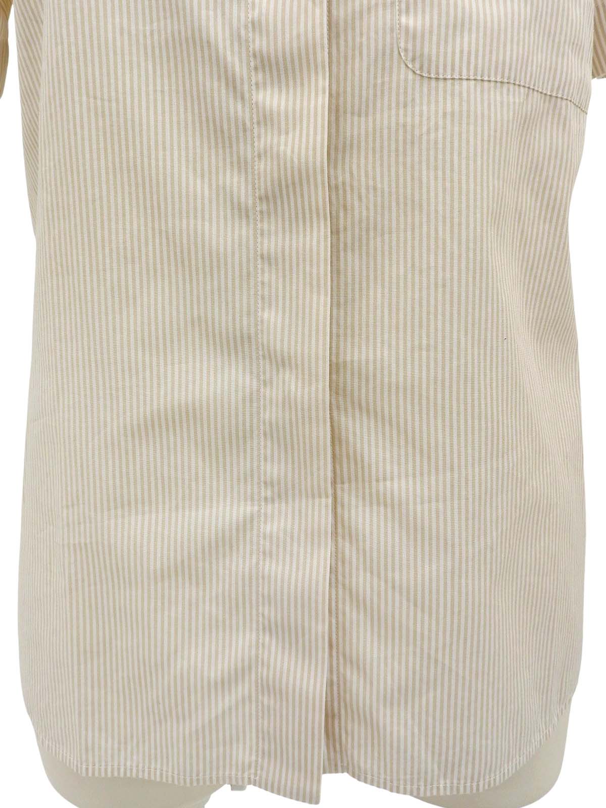 1999年製 ストライプパターンCCマーク刺繍半袖シャツ ベージュ/ホワイト