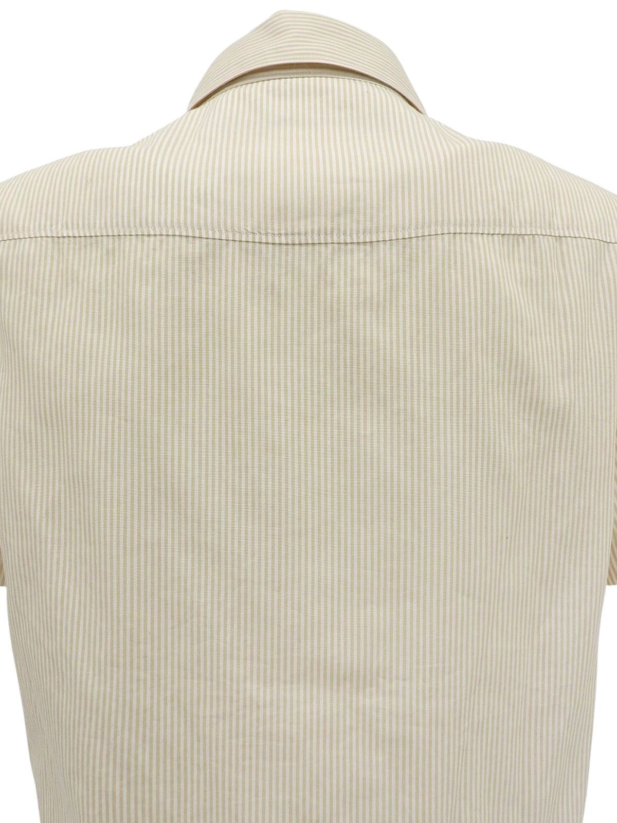 1999年製 ストライプパターンCCマーク刺繍半袖シャツ ベージュ/ホワイト