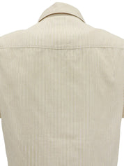 1999年製 ストライプパターンCCマーク刺繍半袖シャツ ベージュ/ホワイト