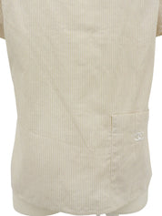 1999年製 ストライプパターンCCマーク刺繍半袖シャツ ベージュ/ホワイト