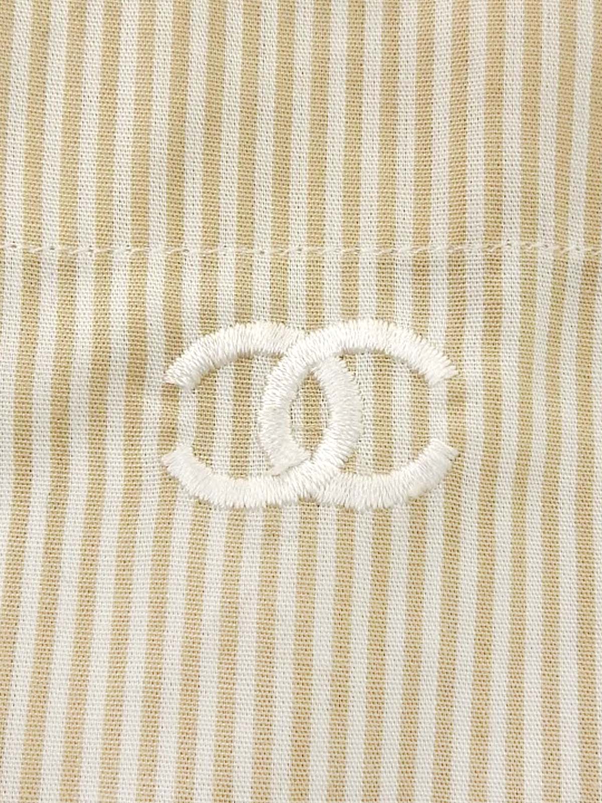 1999年製 ストライプパターンCCマーク刺繍半袖シャツ ベージュ/ホワイト