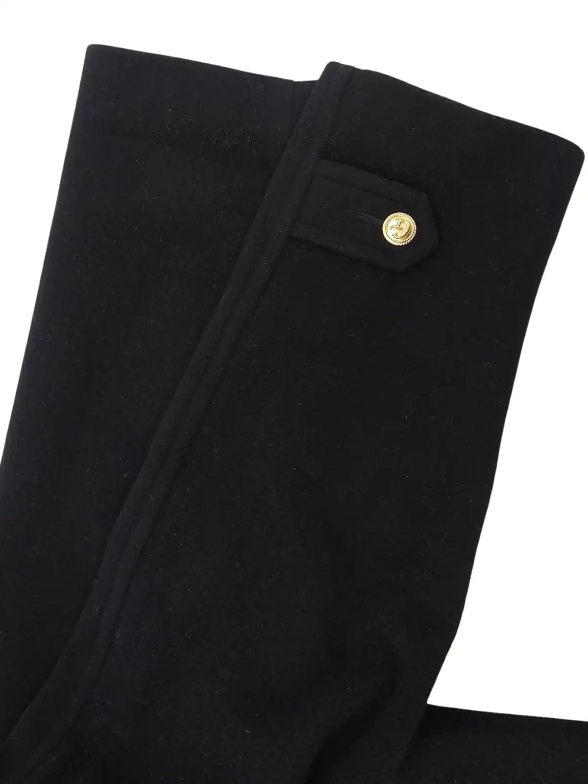 ウールロゴボタンロングコート ブラック