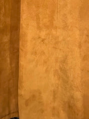 Suede Logo Button Long Coat in Camel