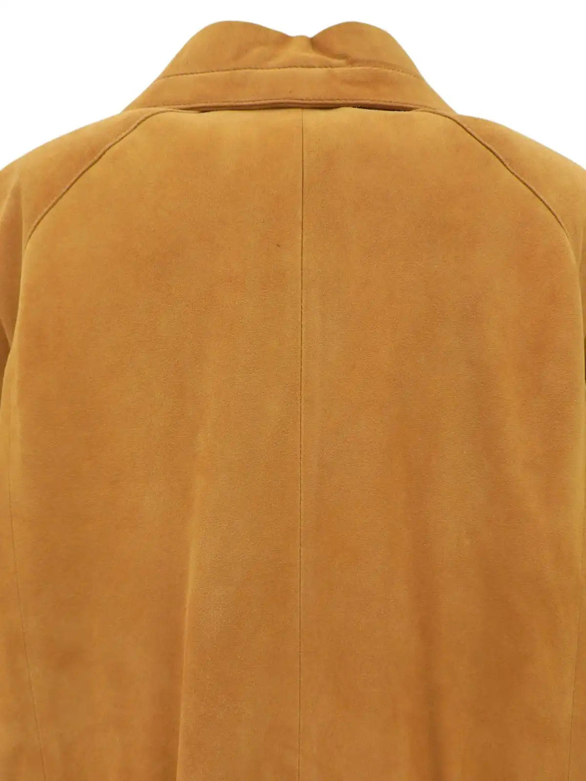 Suede Logo Button Long Coat in Camel