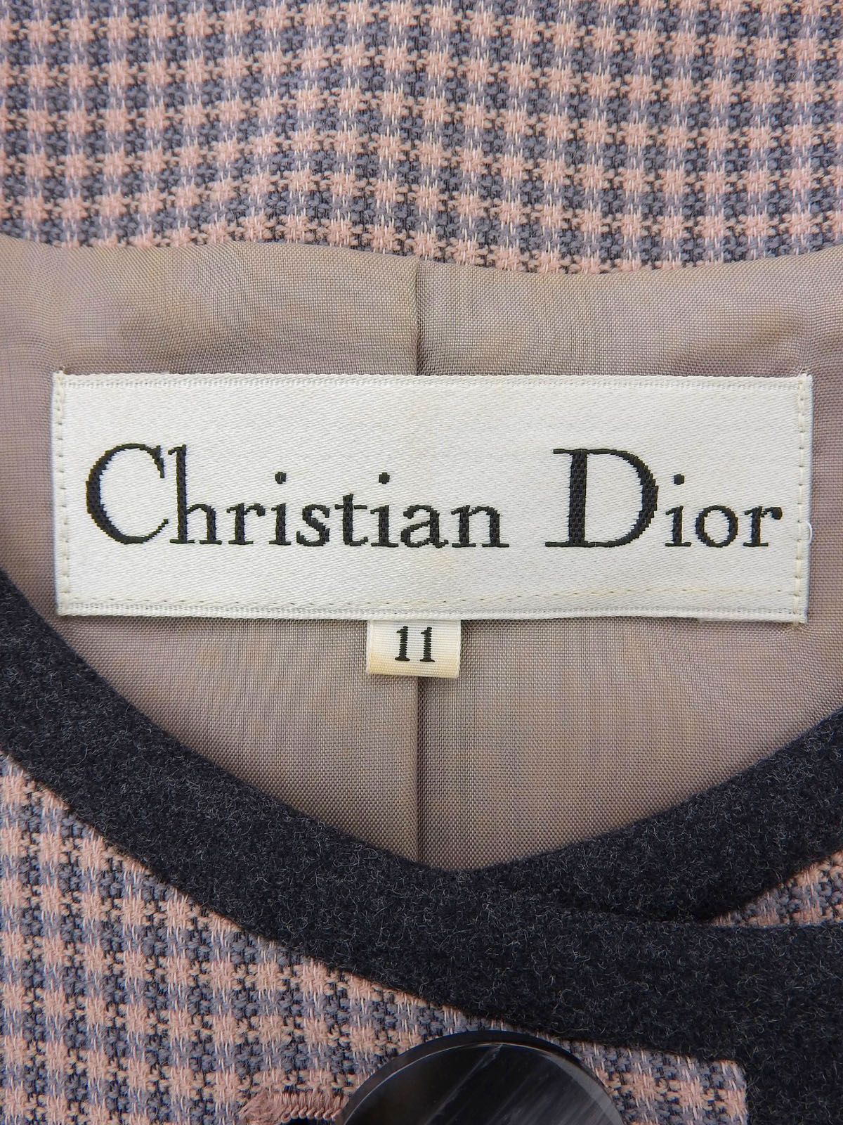 Collarless Trim Jacket in Dusty Pink/Gray