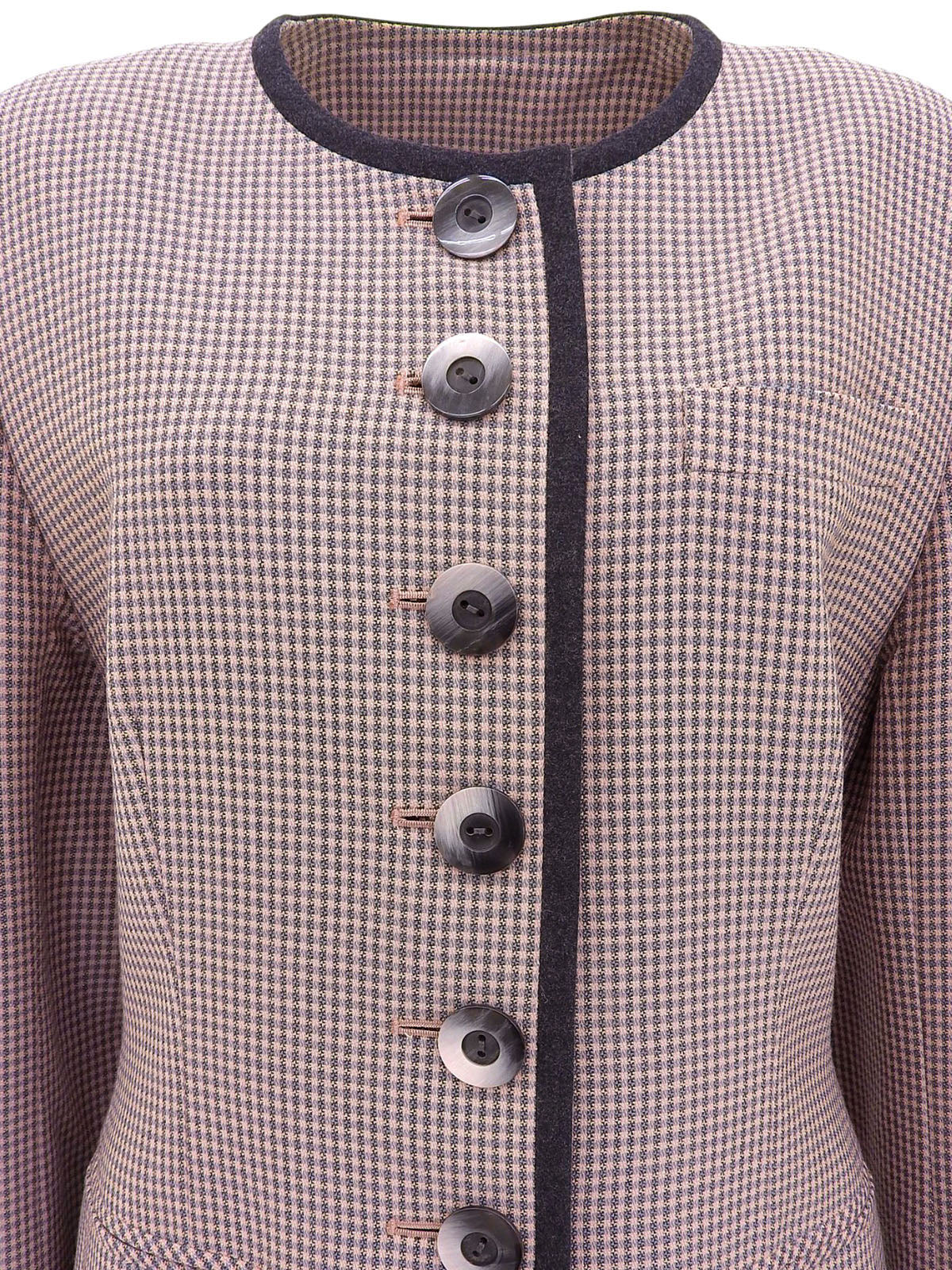 ノーカラートリムジャケット ダスティピンク/グレー