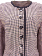 ノーカラートリムジャケット ダスティピンク/グレー