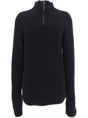 Wool half-zip sweater in black