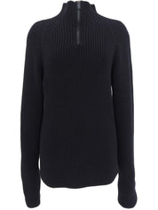 ウールハーフジップアップセーター ブラック