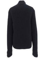 ウールハーフジップアップセーター　ブラック