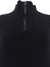 Wool half-zip sweater in black