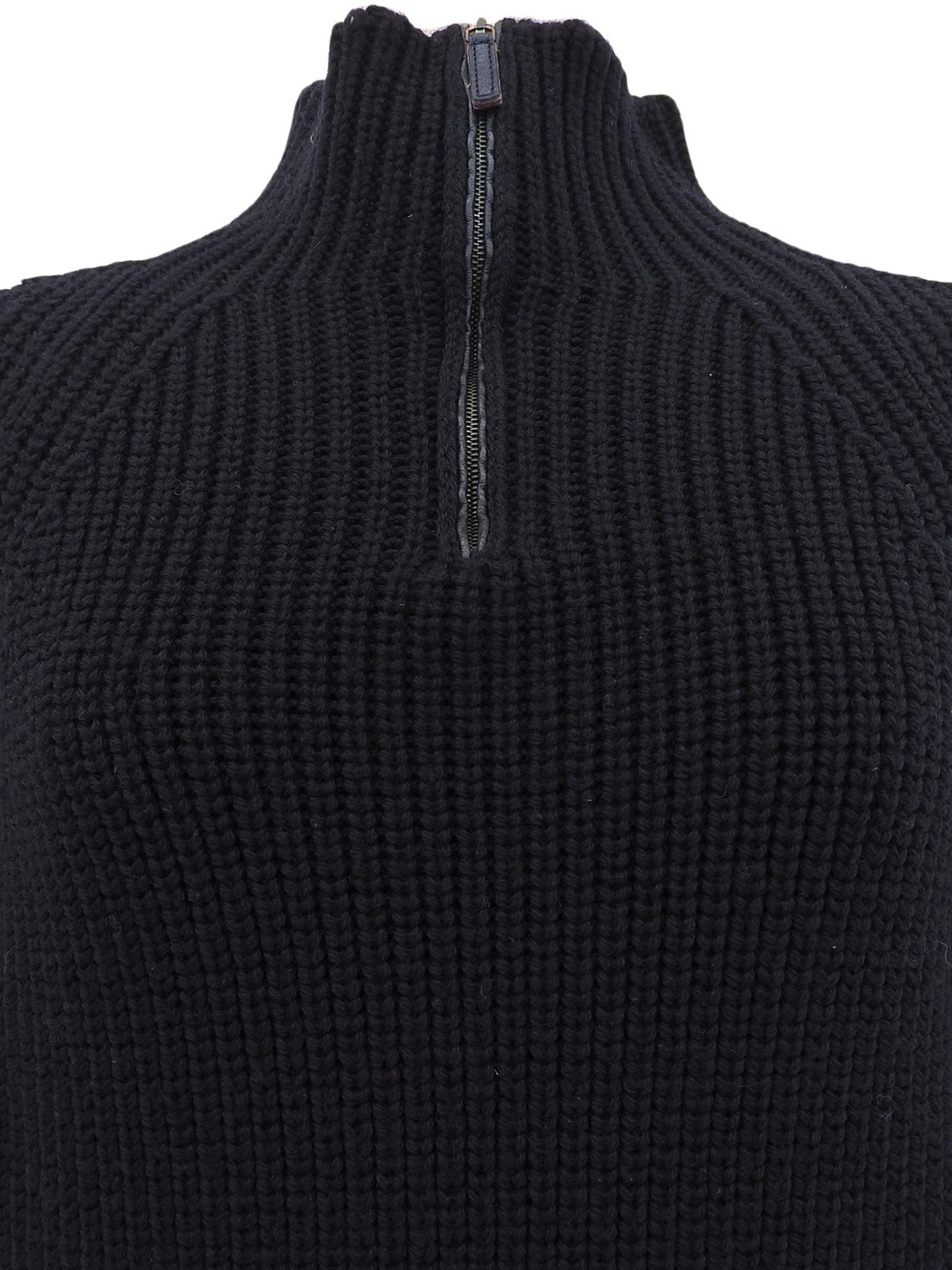 ウールハーフジップアップセーター ブラック
