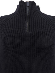 ウールハーフジップアップセーター ブラック