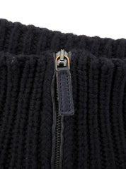 ウールハーフジップアップセーター　ブラック