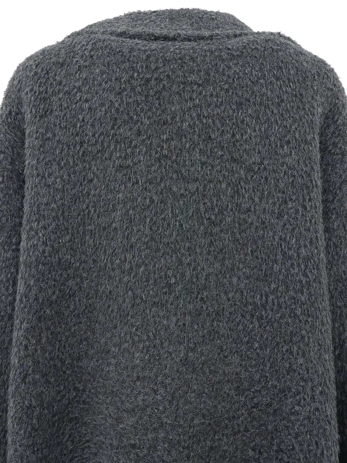 ウールロゴボタンロングコート　グレー