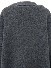 ウールロゴボタンロングコート　グレー