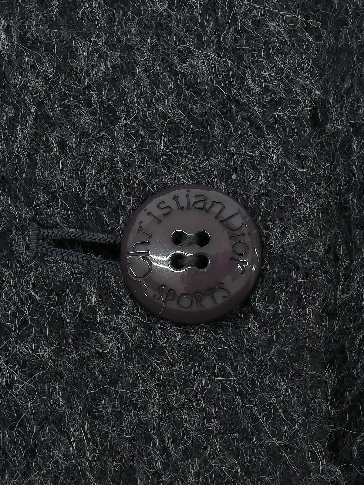 ウールロゴボタンロングコート　グレー