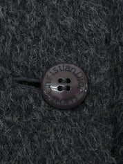 ウールロゴボタンロングコート　グレー