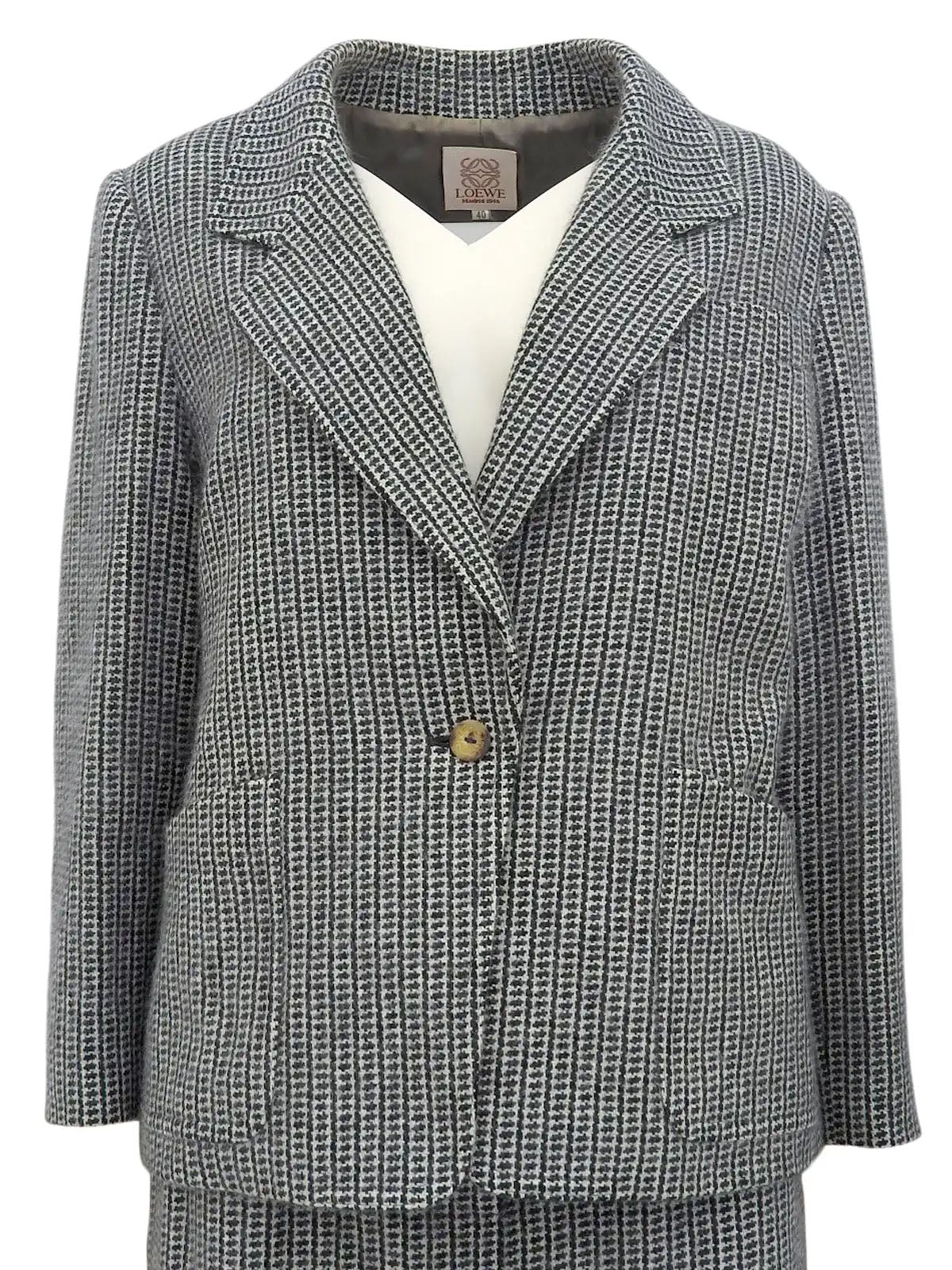 ツイードロゴボタンセットアップ　ブラック/ホワイト