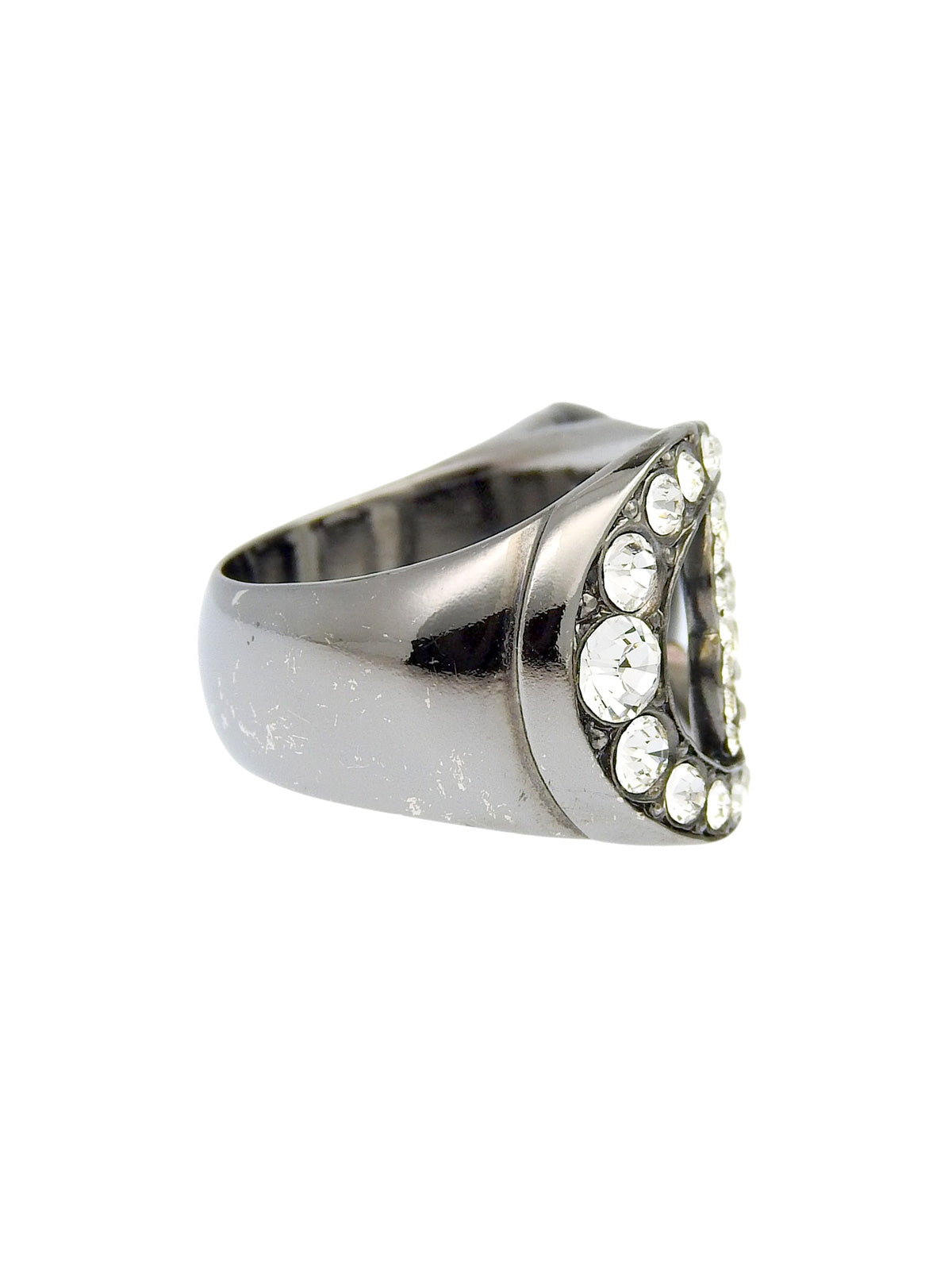 2009年镶钻CC标志戒指 黑色/银色