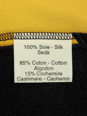 シルクニットコンビスカーフパターンニットポロシャツ ブラック/イエロー