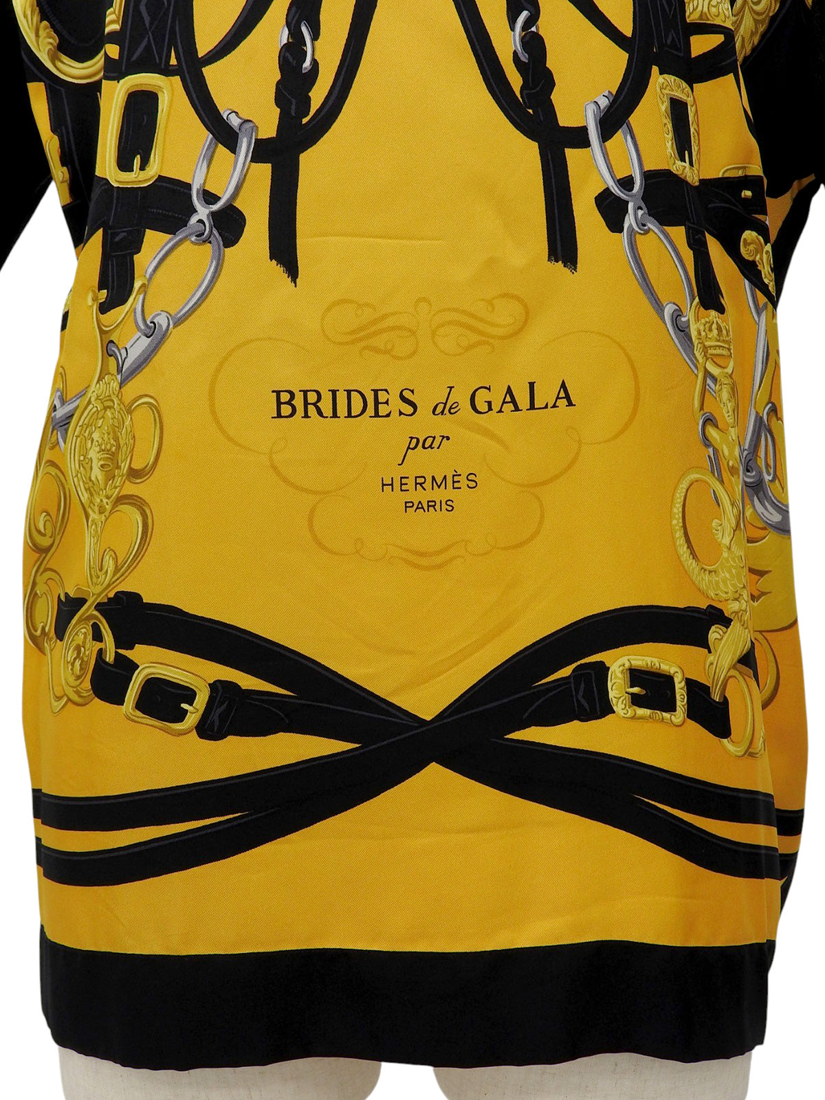 シルクニットコンビスカーフパターンニットポロシャツ ブラック/イエロー