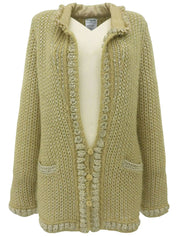 2004 Mohair Rhinestone CC Mark Button Cardigan in Khaki/Gold/Silver