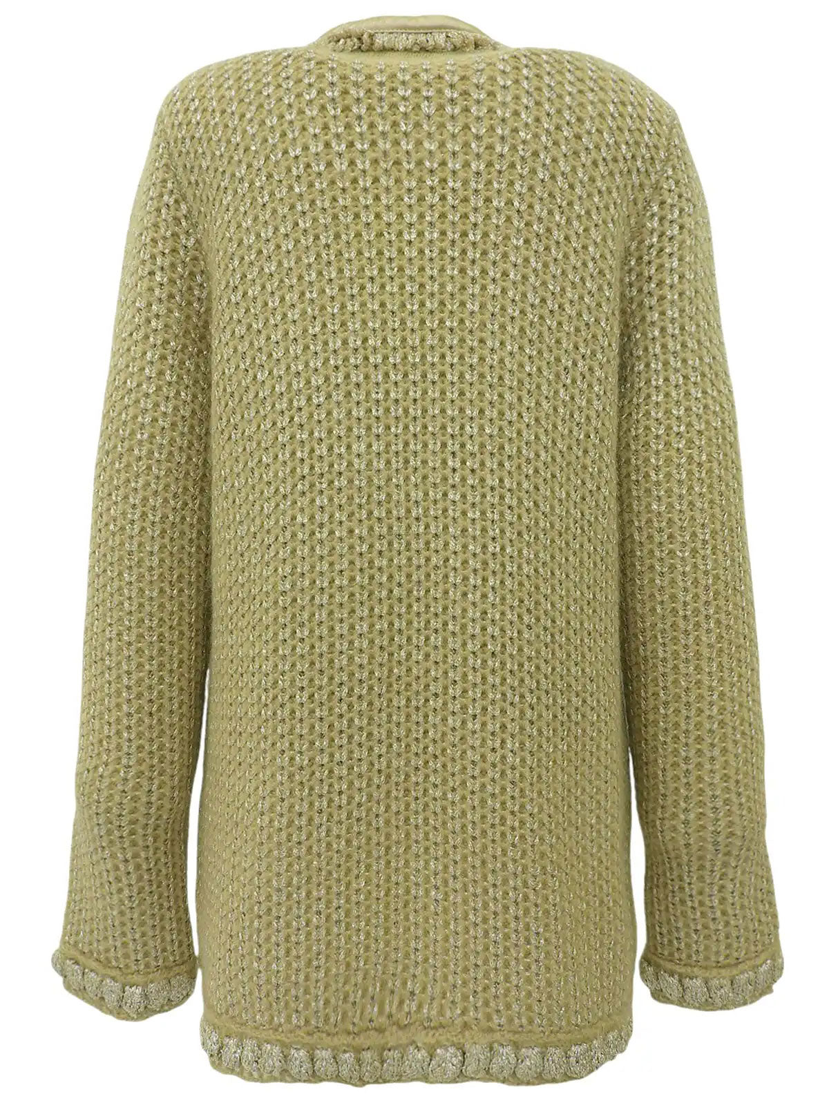 2004 Mohair Rhinestone CC Mark Button Cardigan in Khaki/Gold/Silver