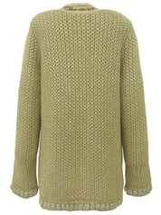 2004 Mohair Rhinestone CC Mark Button Cardigan in Khaki/Gold/Silver