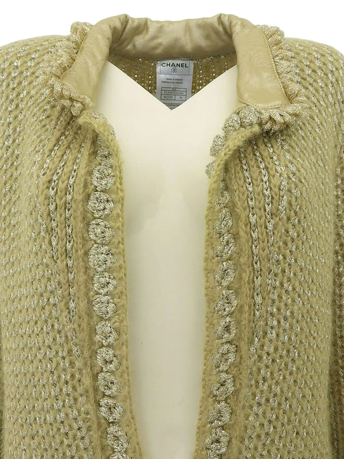 2004 Mohair Rhinestone CC Mark Button Cardigan in Khaki/Gold/Silver
